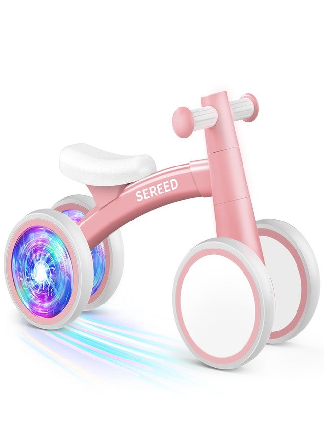 SEREED Colorful Lighting Baby Balance Bike, Toys for 1 Year Old Boys Girls, 12-24 Month Toddler Balance Bike with 4 Silence Wheels, First Birthday Gift (Pink) - Image 1