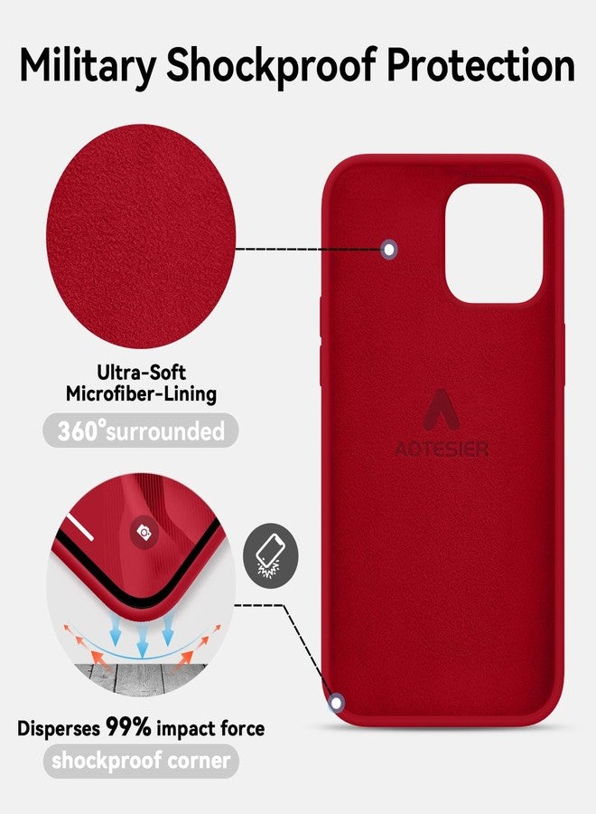 AOTESIER iPhone 13 Pro Max Phone Case Cover, Liquld Silicone Case [Military Shockproof Protection] Anti-Scratch Soft Microfiber Lining Flexible Bumper Case for iPhone 13 Pro Max, 6.7 inch, Red - Image 5