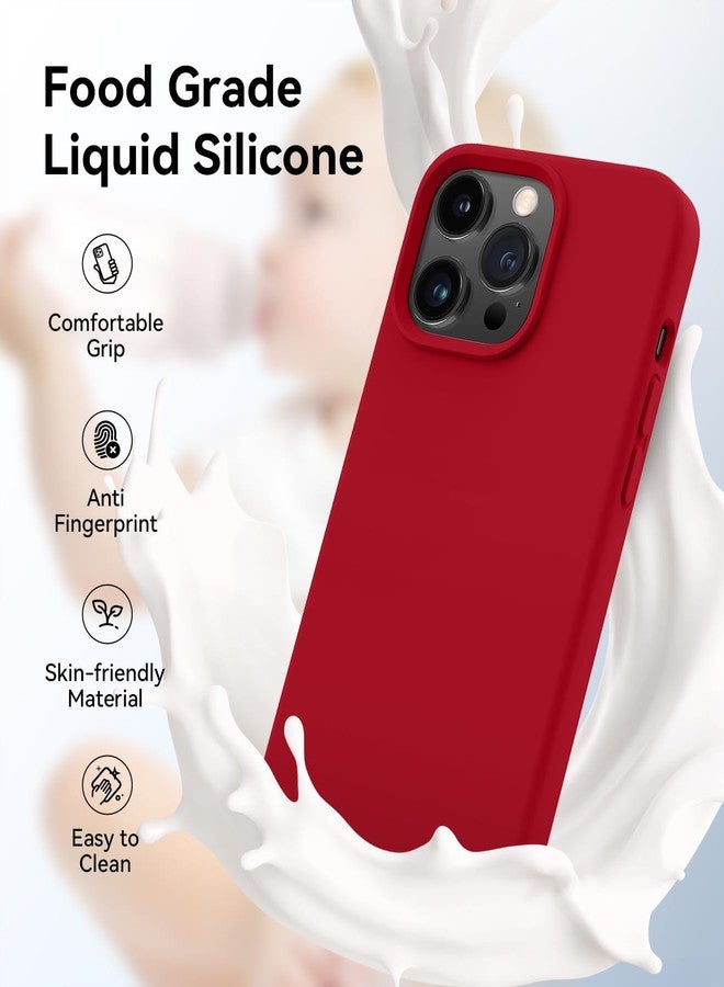 AOTESIER iPhone 13 Pro Max Phone Case Cover, Liquld Silicone Case [Military Shockproof Protection] Anti-Scratch Soft Microfiber Lining Flexible Bumper Case for iPhone 13 Pro Max, 6.7 inch, Red - Image 4