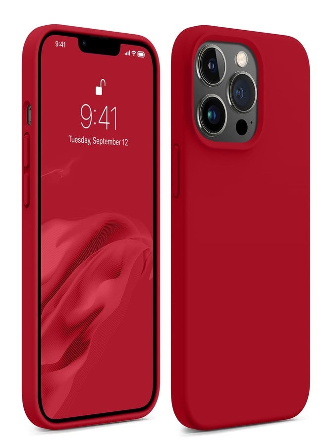 AOTESIER iPhone 13 Pro Max Phone Case Cover, Liquld Silicone Case [Military Shockproof Protection] Anti-Scratch Soft Microfiber Lining Flexible Bumper Case for iPhone 13 Pro Max, 6.7 inch, Red - Image 1