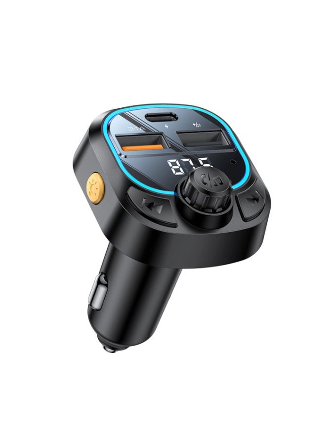 Yesido Y70 Car Charger, Bluetooth 5.3 FM Transmitter, Supports 3 Devices, USB and Type-C Port, with Remote Control - Black - Image 1
