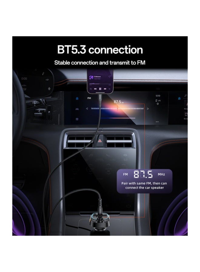 Yesido Y70 Car Charger, Bluetooth 5.3 FM Transmitter, Supports 3 Devices, USB and Type-C Port, with Remote Control - Black - Image 4