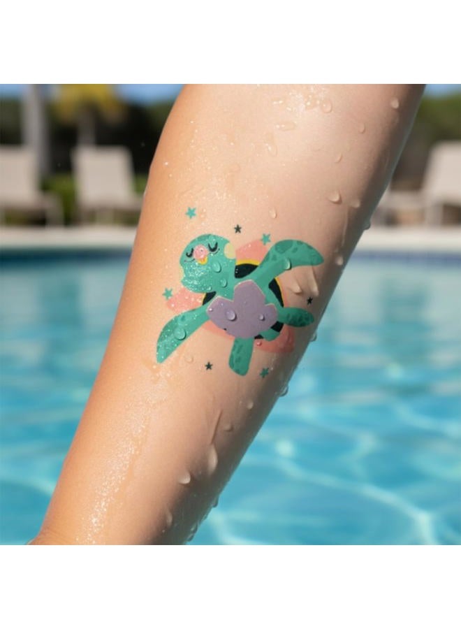 PapaKit Cute Ocean Animals 36 Temporary Fake Tattoo Set, 18 Individually Wrapped Sheets | Kids Girls & Boys Birthday Party Favor Gift Reward, Non-Toxic Safe Removable - Image 5