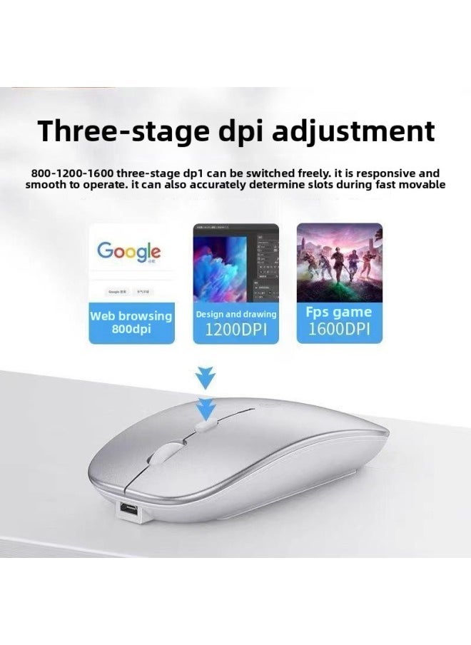 Wireless Bluetooth Mouse Mute Rechargeable Dual-Mode Office Laptop Mouse For Huawei Dell Lenovo-Specification:Cute Pink/bluetooth Dual Template 【silent + Rechargeable】 2.4g Wireless + Bluetooth - Image 5