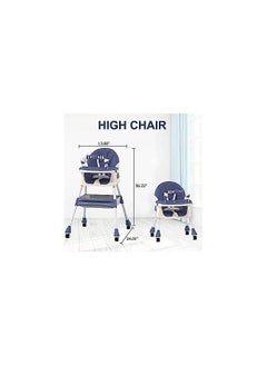 Umbrella 4-in-1 Convertible High Chair with Adjustable Height and Footrest, Toddler Feeding Booster Seat with Tray, Wheels, Seat Belt and Pillow 6 Months to 4 Years (Blue) - pzsku/Z808CE5430C0ED1415D6FZ/45/_/1730286669/3b5ac603-34e9-4309-bdf7-f223e800a70f