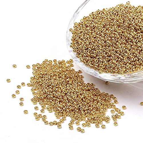 Craftdady 12/0 Golden Glass Seed Beads 2mm About 5000Pcs Metallic Small Round Pony Loose Spacer Beads for Jewelry Making Hole: 0.5mm - Image 1