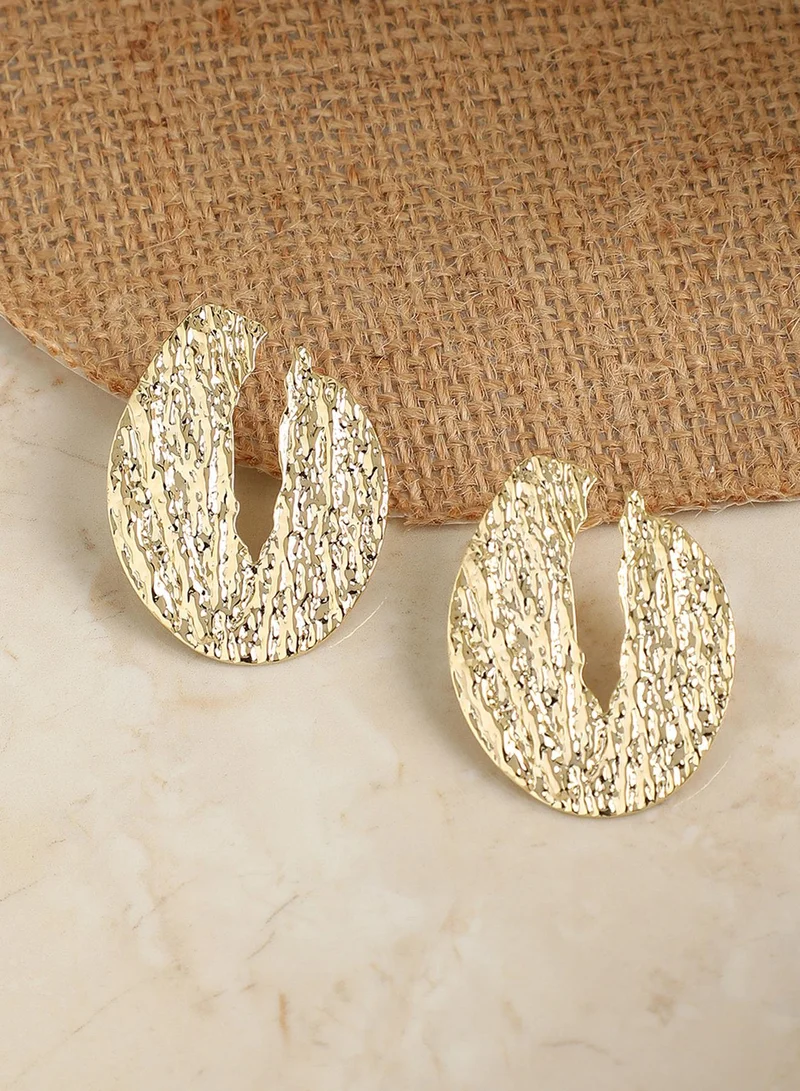 SOHI Dented Circular Artificial Stud Earring Jewellery