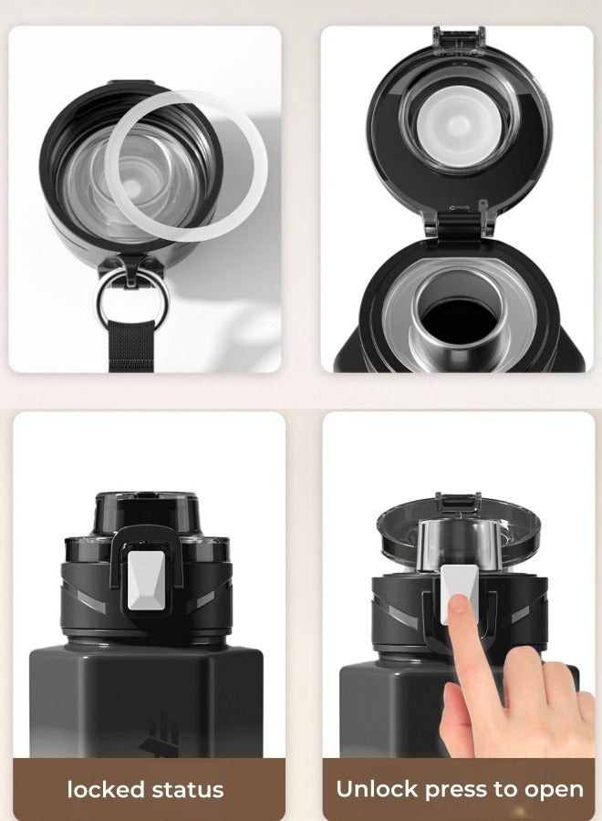 Run  Tritan Plastic Sports Water Bottle Gradient Color Sports Bottle High Temperature Resistant Blue and Yellow 760ML With Carry Strap - Image 5