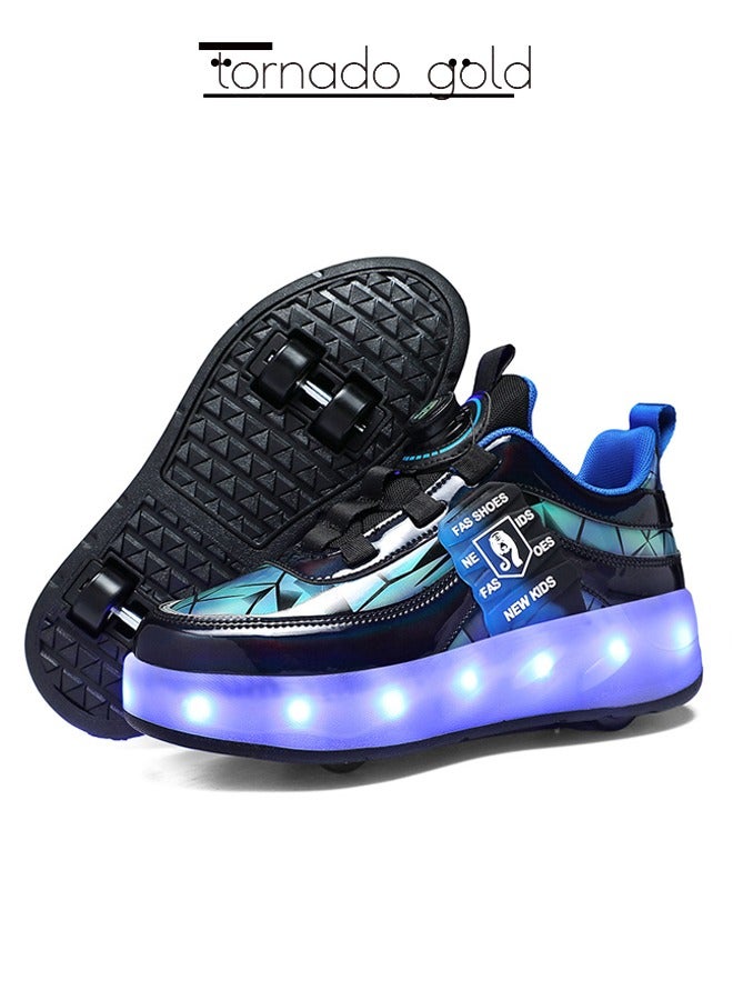 تورنيدو جولد أحذية رياضية لامعة بأربع عجلات LED فلاش مع عجلات ونعال لايتنينج لأحذية الأطفال - Image 1