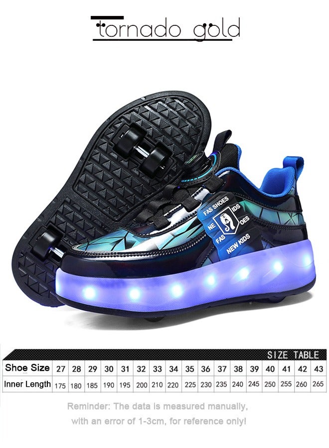 تورنيدو جولد أحذية رياضية لامعة بأربع عجلات LED فلاش مع عجلات ونعال لايتنينج لأحذية الأطفال - Image 2