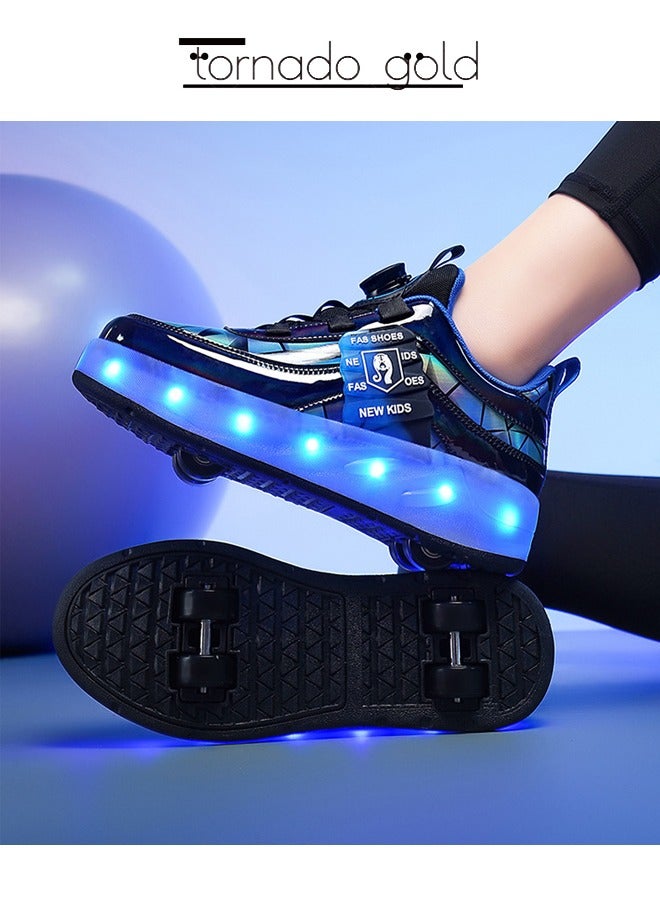 تورنيدو جولد أحذية رياضية لامعة بأربع عجلات LED فلاش مع عجلات ونعال لايتنينج لأحذية الأطفال - Image 3