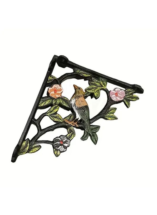 Pastoral Country Style Green Leaf Flower Iron Art Right Angle Shelf Bracket 21 8cm x 19 3cm Wall Mounted - Image 5