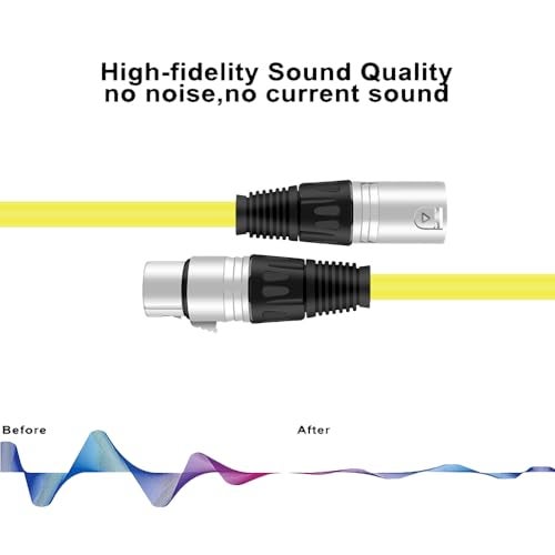 DREMAKE 20m Snake Cord Low Z Speaker Cable 3 Pin XLR Male to XLR Female Microphone Cable for Recording, Stage, DJ, Pro, Studio & Broadcast - 66 Feet/Yellow - Image 2
