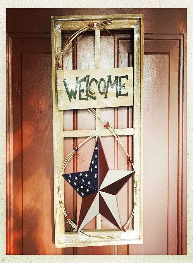 YK Decor 2pcs Patriotic Metal Barn Star Outdoor Indoor Hanging Wall Decor Star Ornaments 4th of July Decoration Country Style (16.5"-A) - Image 5