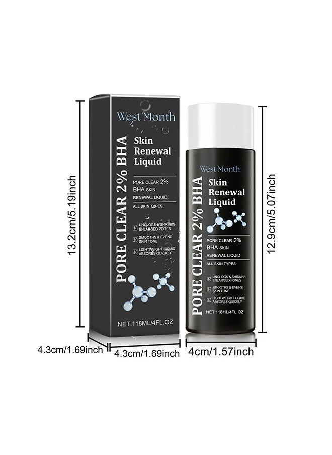 West&Month - Skin Renewal liquid- pore clear 2% BHA Salicylic Acid Exfoliant Gentle Exfoliator for Blackheads Large Pores Wrinkles and Fine Lines Shrinks Enlarged Pores Smooths and Evens Skin Tone Face Exfoliator - Image 1