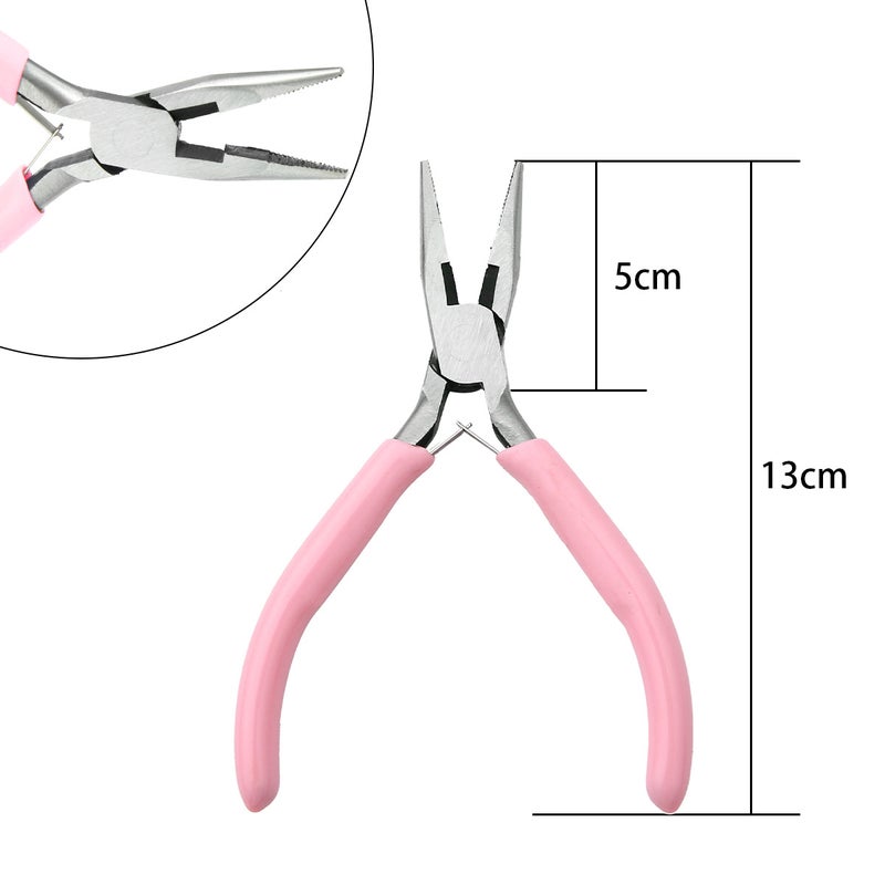 Handmade DIY Tool Pliers Multifunctional Punching Pliers Jewelry Toothless Pointed Nose Pliers Oblique Wire Cutting Pliers Hardware Tools #28 powder handle pointed nose pliers (toothed) 1 pc/bag 