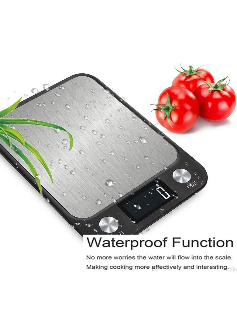 Digital LCD Kitchen Food Scale 10kg Black 22.5X16.5X1.9centimeter