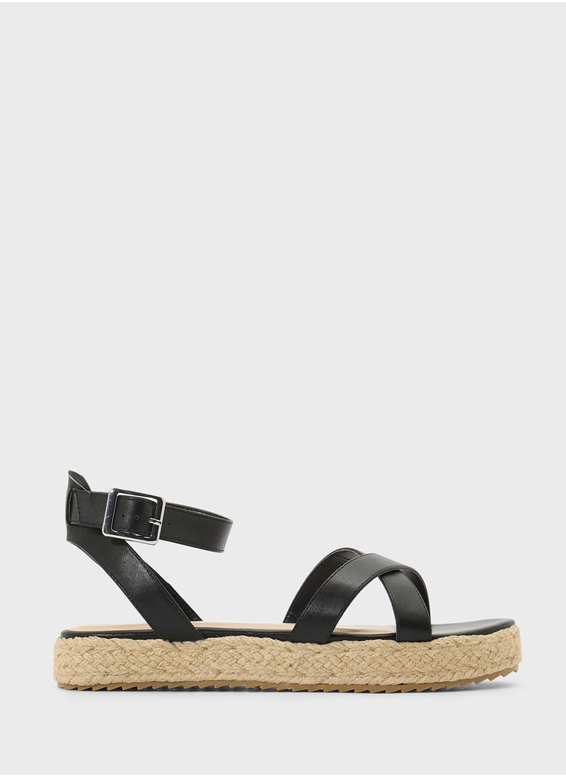 Truffle - Flatform Crossover Strap Wedge Sandal - Image 1