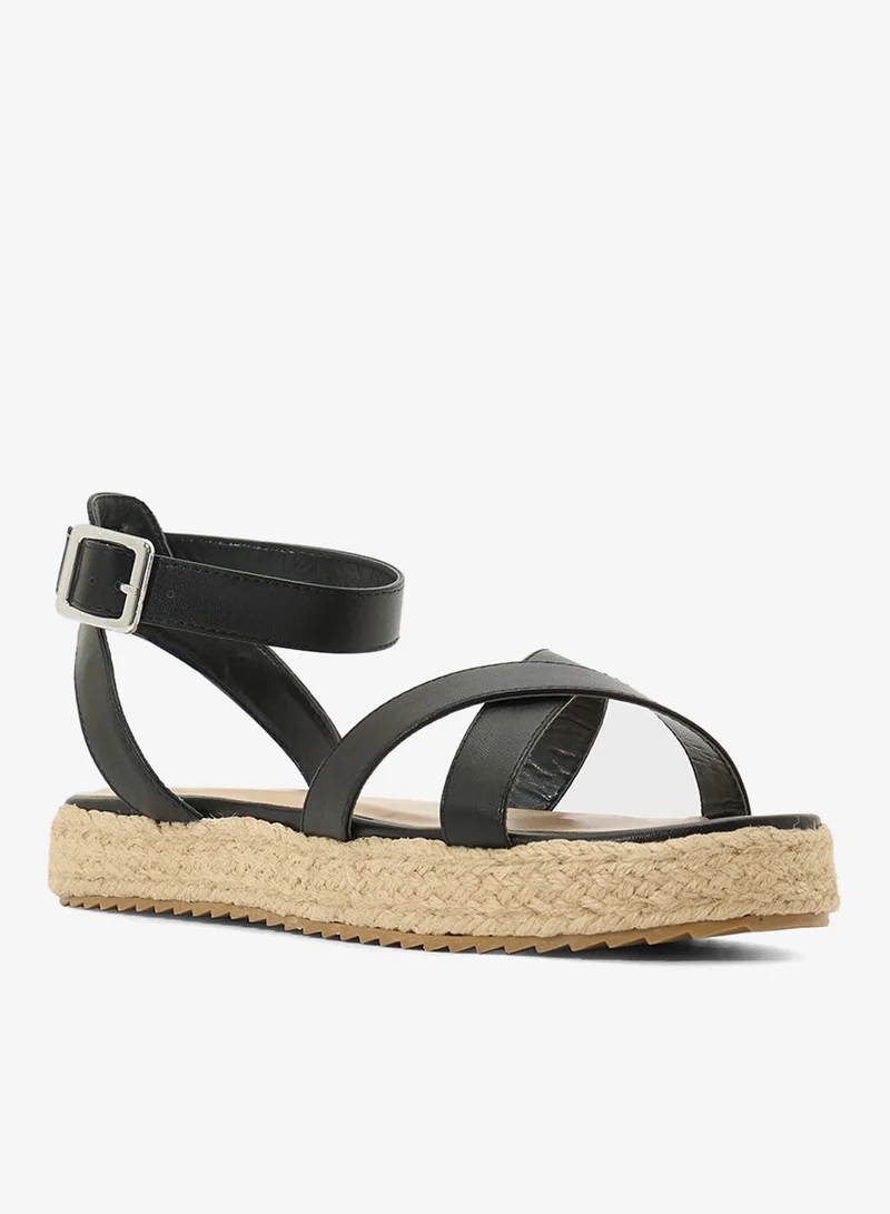 Truffle Platform crossover strap wedge sandal