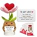 Gossby Handmade Positive Heart Flower Crochet to My Love You Make My Heart Bloom Gift for Husband Boyfriend Romantic Anniversary Birthday Gift for Him from Wife Girlfriend Knitted Decor - Image 3