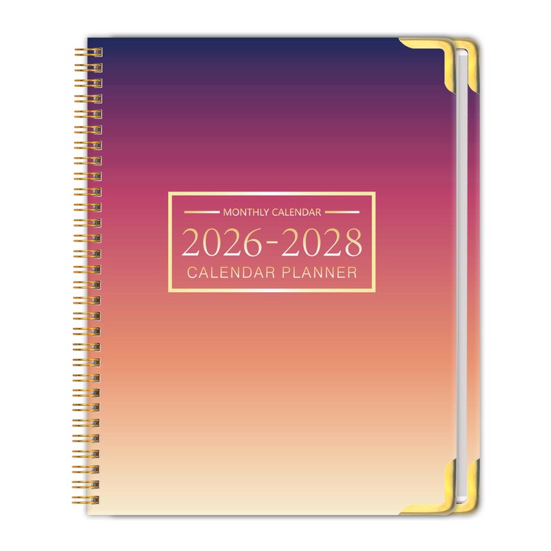 KAICN Monthly Planner 2026-2028, Hardcover 3 year calendar 2026-2027-2028 Calendar Book from Jan 2026 - Dec 2028, 9â€œ x 11â€, Spiral Bound,Organizer for Office, School, and Home, Sunset - Image 1