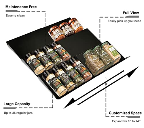 Artibear Expandable Spice Rack Drawer Organizer for 8" to 24" Kitchen Cabinets Drawer Tray, Set of 9 - Image 3