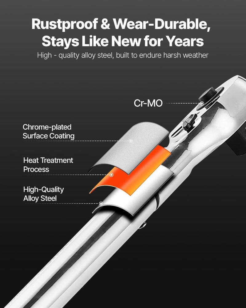 VEVOR 3/4 Inch Drive Torque Wrench 100-600fFT.LB/136-814Nm, 1 Inch Adapter, Split Beam, 48'' Length, less effort for Off-road Equipment,Truck,Motor Homes & Drilling Platform - Image 4