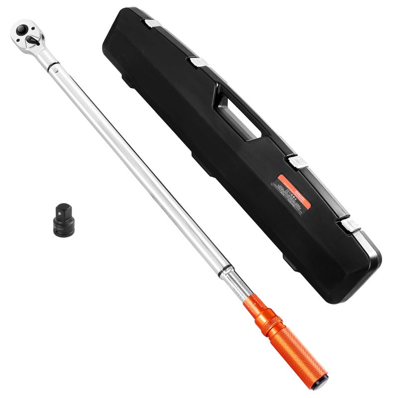 VEVOR 3/4 Inch Drive Torque Wrench 100-600fFT.LB/136-814Nm, 1 Inch Adapter, Split Beam, 48'' Length, less effort for Off-road Equipment,Truck,Motor Homes & Drilling Platform - Image 1