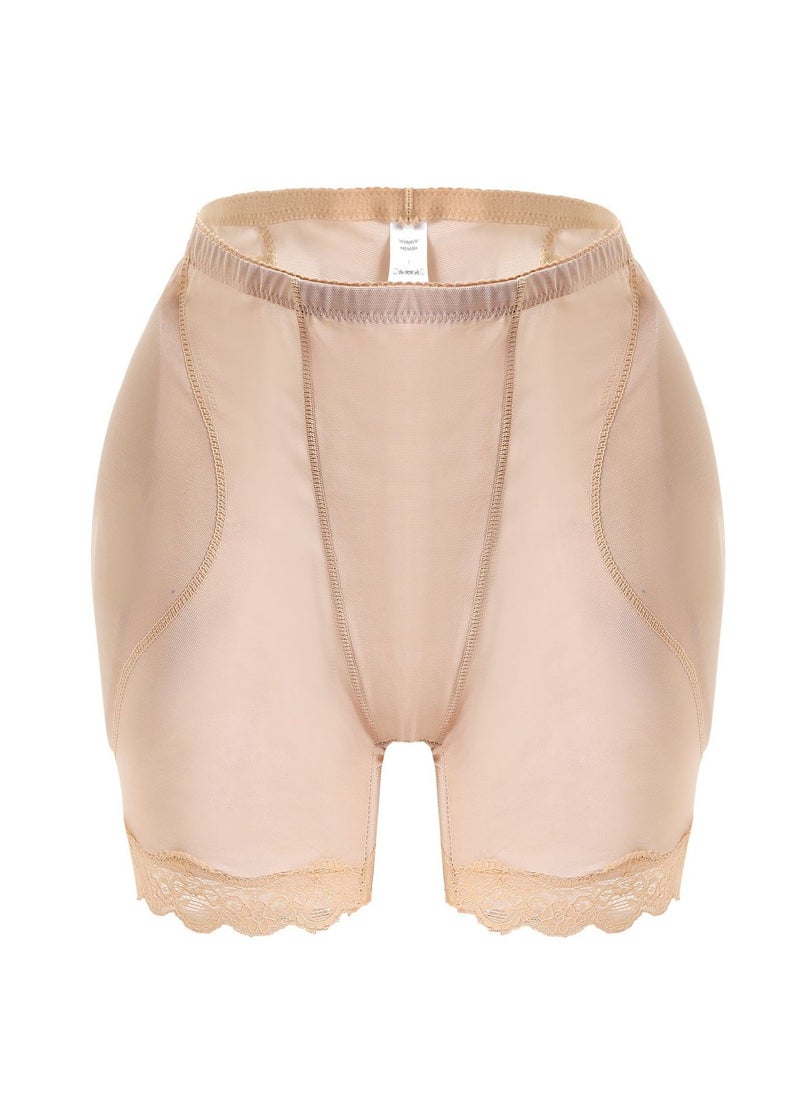 Loquat - Womens Body Shaper Tummy Control Boxer Briefs Solid Color Sponse Pad Hip Lift Shapewear Underwear Hip Panties Beige - Image 1