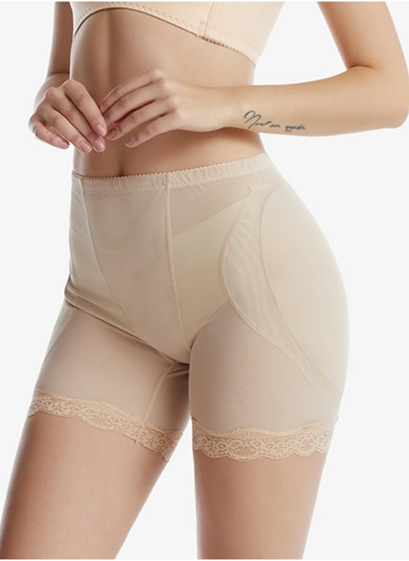 Loquat - Womens Body Shaper Tummy Control Boxer Briefs Solid Color Sponse Pad Hip Lift Shapewear Underwear Hip Panties Beige - Image 1