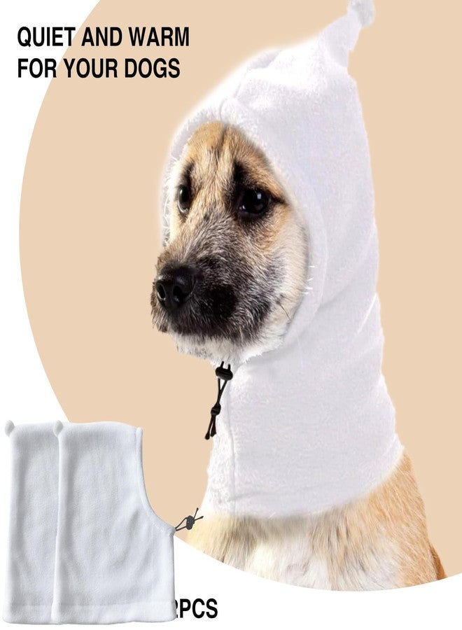 HOKABLE 2 Pcs Dog Hat, Leopard Flannel Hat Pet Christmas Winter Warm Caps Cute Accessories Neck Ear Warmer Pullover Hood Warm Scarf, Calming Dog Hood for Small Medium Large Dogs (White L) - Image 4