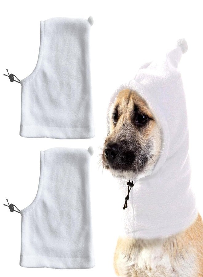 HOKABLE 2 Pcs Dog Hat, Leopard Flannel Hat Pet Christmas Winter Warm Caps Cute Accessories Neck Ear Warmer Pullover Hood Warm Scarf, Calming Dog Hood for Small Medium Large Dogs (White L) - Image 1