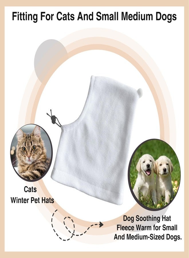 HOKABLE 2 Pcs Dog Hat, Leopard Flannel Hat Pet Christmas Winter Warm Caps Cute Accessories Neck Ear Warmer Pullover Hood Warm Scarf, Calming Dog Hood for Small Medium Large Dogs (White L) - Image 5