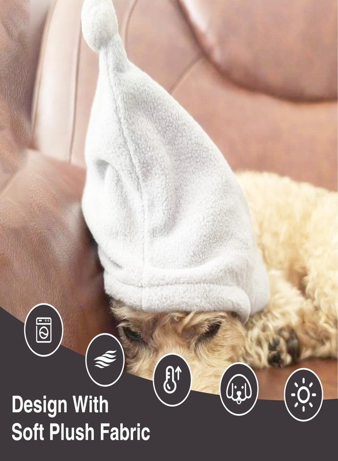 HOKABLE 2 Pcs Dog Hat, Leopard Flannel Hat Pet Christmas Winter Warm Caps Cute Accessories Neck Ear Warmer Pullover Hood Warm Scarf, Calming Dog Hood for Small Medium Large Dogs (White L) - Image 3