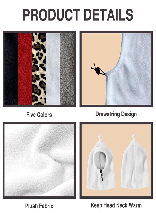 HOKABLE 2 Pcs Dog Hat, Leopard Flannel Hat Pet Christmas Winter Warm Caps Cute Accessories Neck Ear Warmer Pullover Hood Warm Scarf, Calming Dog Hood for Small Medium Large Dogs (White L) - Image 2