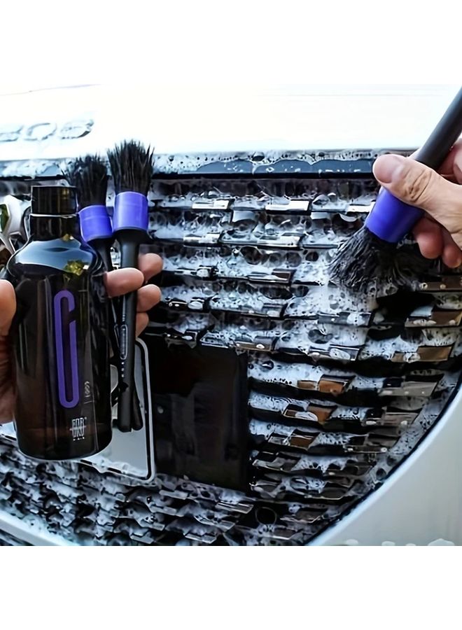 Purple Car Detailing Brush Set 5 Different Sizes Automotive Cleaning Kit For Dashboard Wheels Interior Exterior Air Vents Emblems Motorcycle Rim Auto Duster Versatile Car Care Tools Professional Premium Durable - Image 5