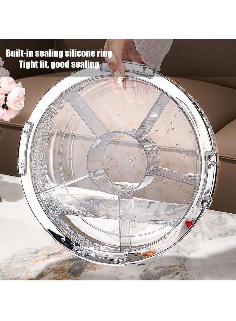 SYOSI صينية فواكه وعاء فواكه لعداد المطبخ صندوق تخزين مكسرات فاخرة محكمة الإغلاق مع 6 أقسام صينية تقديم مقسمة مع غطاء صندوق حلوى لعطلة صحن فواكه جافة لحفلة غرفة المعيشة - Image 2