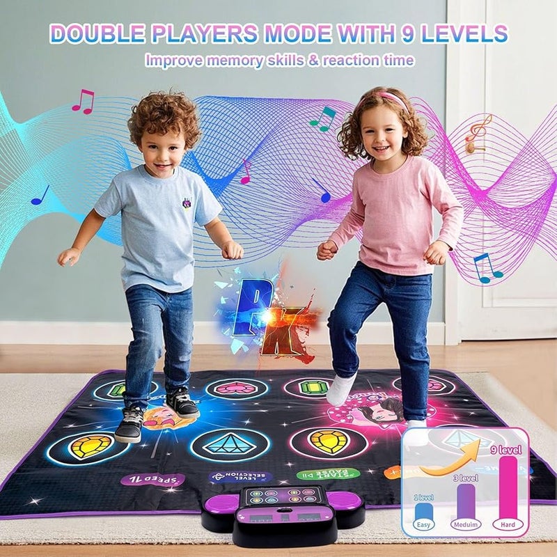 Kids Dance Mat with Lights 2 Player Mode 6 Game Modes Interactive Music Playmat Toy for Ages 3 12 - Image 5
