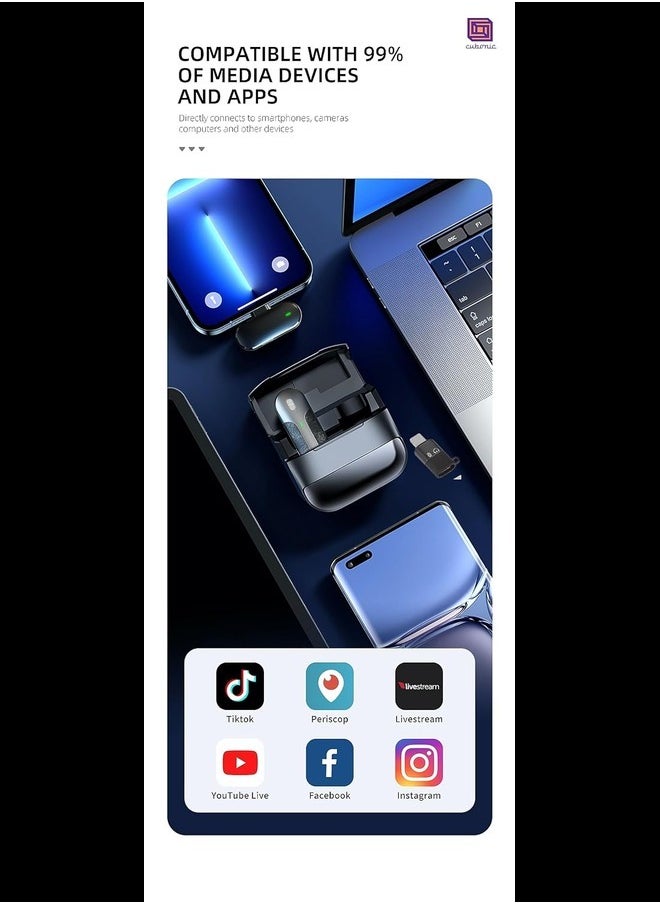 Wireless Lavalier Microphone Compatible for All Devices for YouTube/Reel/Shorts/Videos/Meeting/Teaching/Conference (K81 for Type-C and iPhone)