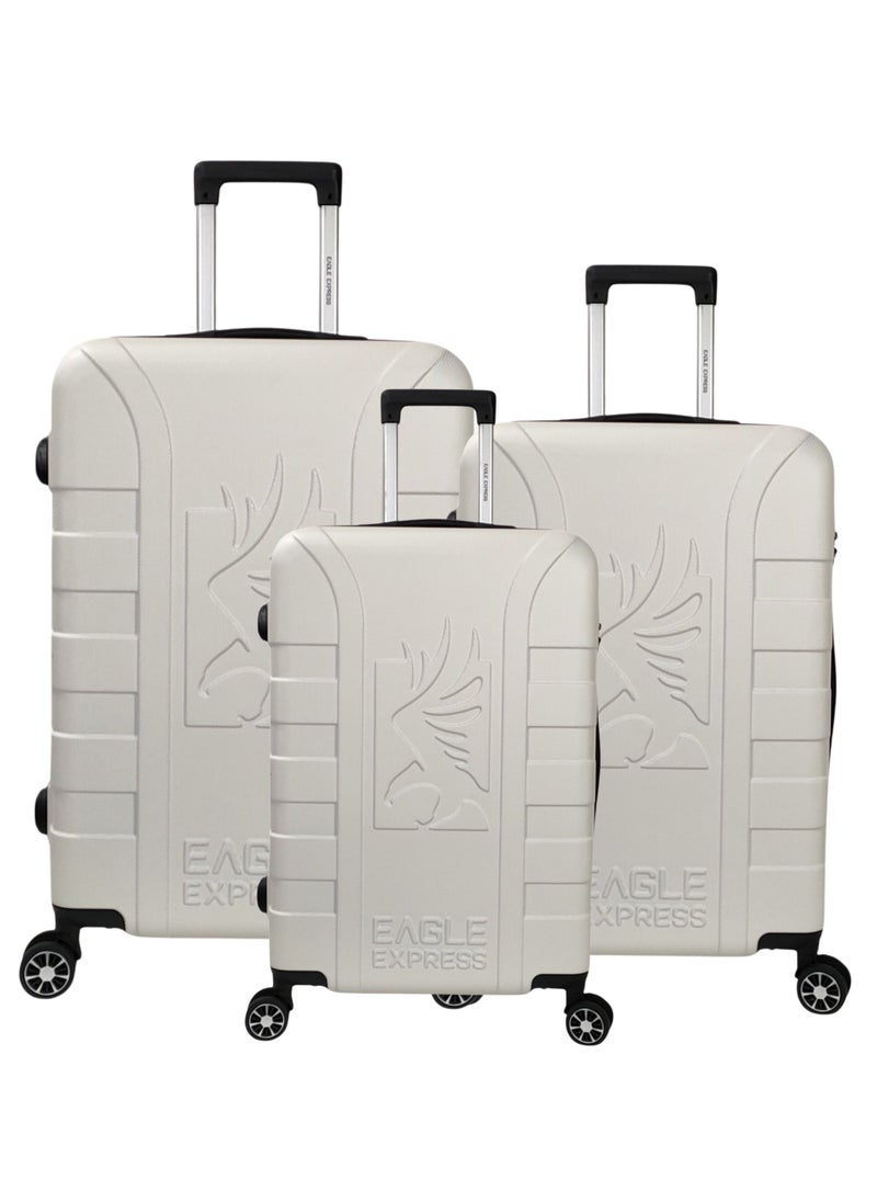 Eagle Express ELYSIUM ABS HARD TROLLEY 20,24,28 inch 3 Piece Set WHITE  - Image 1