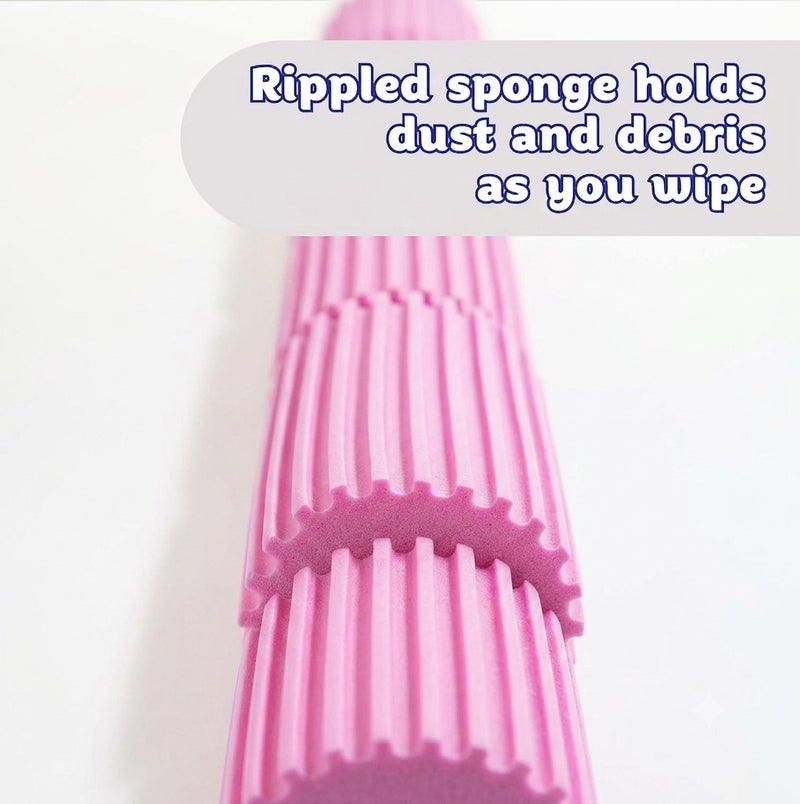 Scrub Daddy Damp Duster Light Pink, Pre-Moistened Dust Cleaning Sponge for Blinds, Shelves, Furniture and Tight Spaces, Reusable Dust Remover with Ridged Design, 1 Piece - Image 5