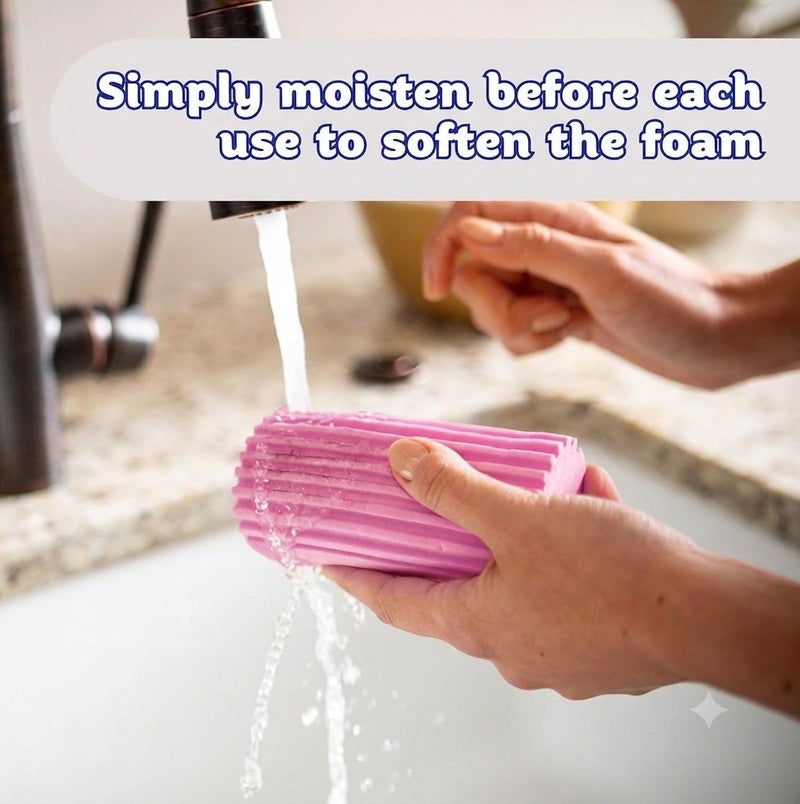 Scrub Daddy Damp Duster Light Pink, Pre-Moistened Dust Cleaning Sponge for Blinds, Shelves, Furniture and Tight Spaces, Reusable Dust Remover with Ridged Design, 1 Piece - Image 4