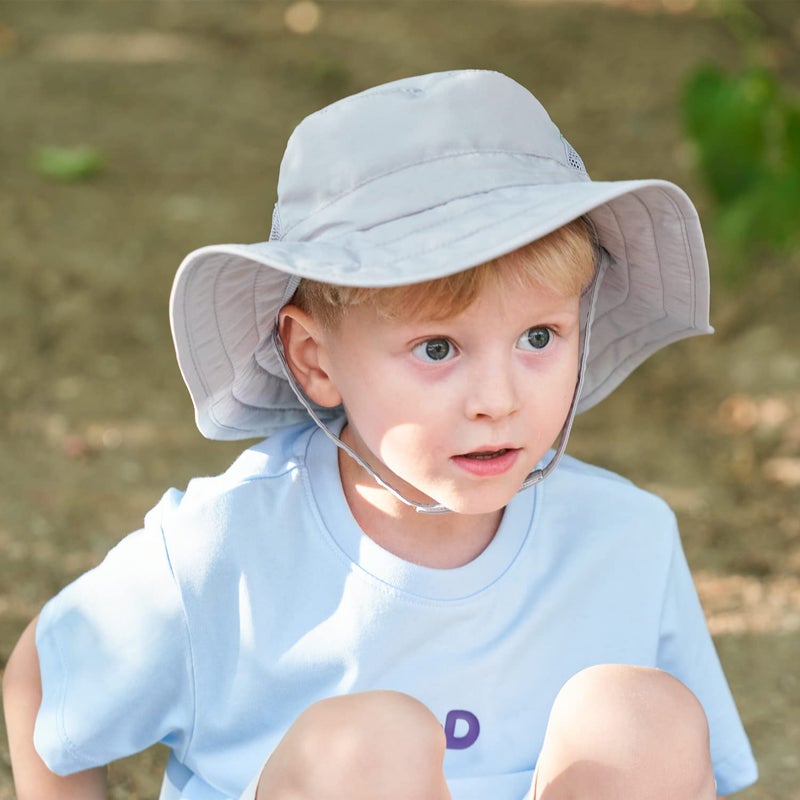 Connectyle Kids UPF 50+ Bucket Sun Hat UV Sun Protection, Light Grey, 2-6T - Image 3