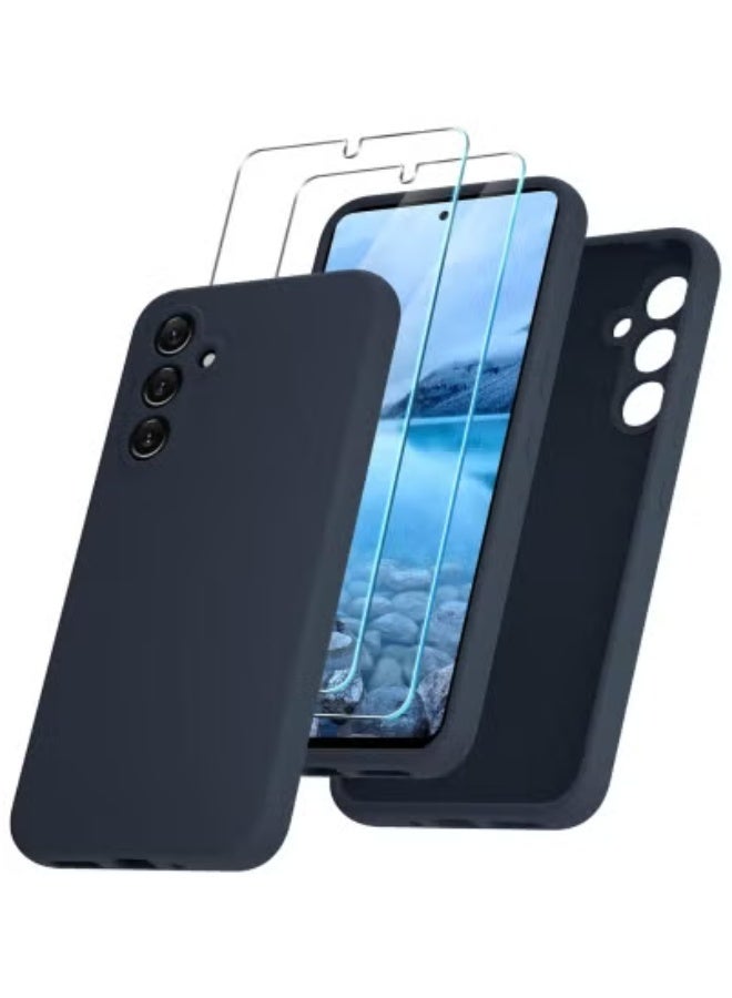 DUSALA Samsung Galaxy A54 5G Case with 2 Screen Protectors – Slim Navy Blue Silicone Cover with Shockproof Protection, Anti-Scratch Microfiber Lining, Lightweight Full Body Design, Durable Drop-Resistant Phone Case for Men and Women - Image 1