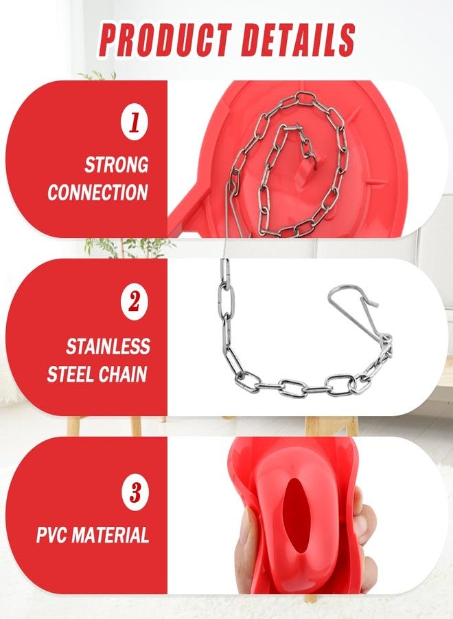 Ranjaner قطعتان من صمام تدفق المرحاض البديل من رانجانر مقاس 3 بوصات، سهل التركيب، مصنوع من مادة البولي فينيل كلوريد مع سلسلة من الفولاذ المقاوم للصدأ (أحمر) - Image 3