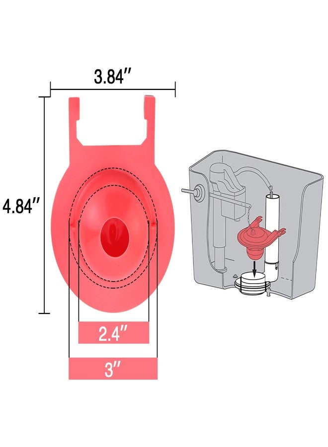 Ranjaner قطعتان من صمام تدفق المرحاض البديل من رانجانر مقاس 3 بوصات، سهل التركيب، مصنوع من مادة البولي فينيل كلوريد مع سلسلة من الفولاذ المقاوم للصدأ (أحمر) - Image 2