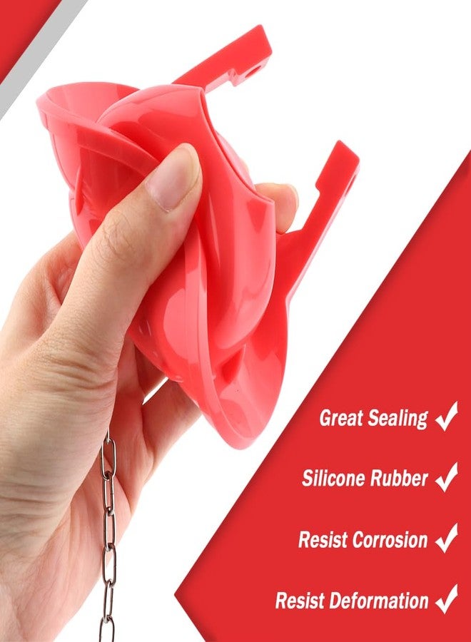 Ranjaner قطعتان من صمام تدفق المرحاض البديل من رانجانر مقاس 3 بوصات، سهل التركيب، مصنوع من مادة البولي فينيل كلوريد مع سلسلة من الفولاذ المقاوم للصدأ (أحمر) - Image 4