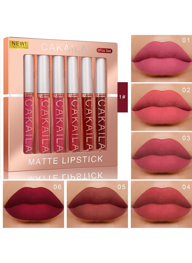 CAKAILA 6-Piece Matte Waterproof Liquid Lipstick & Moisturizing Lip Lacquer Set  - Image 1