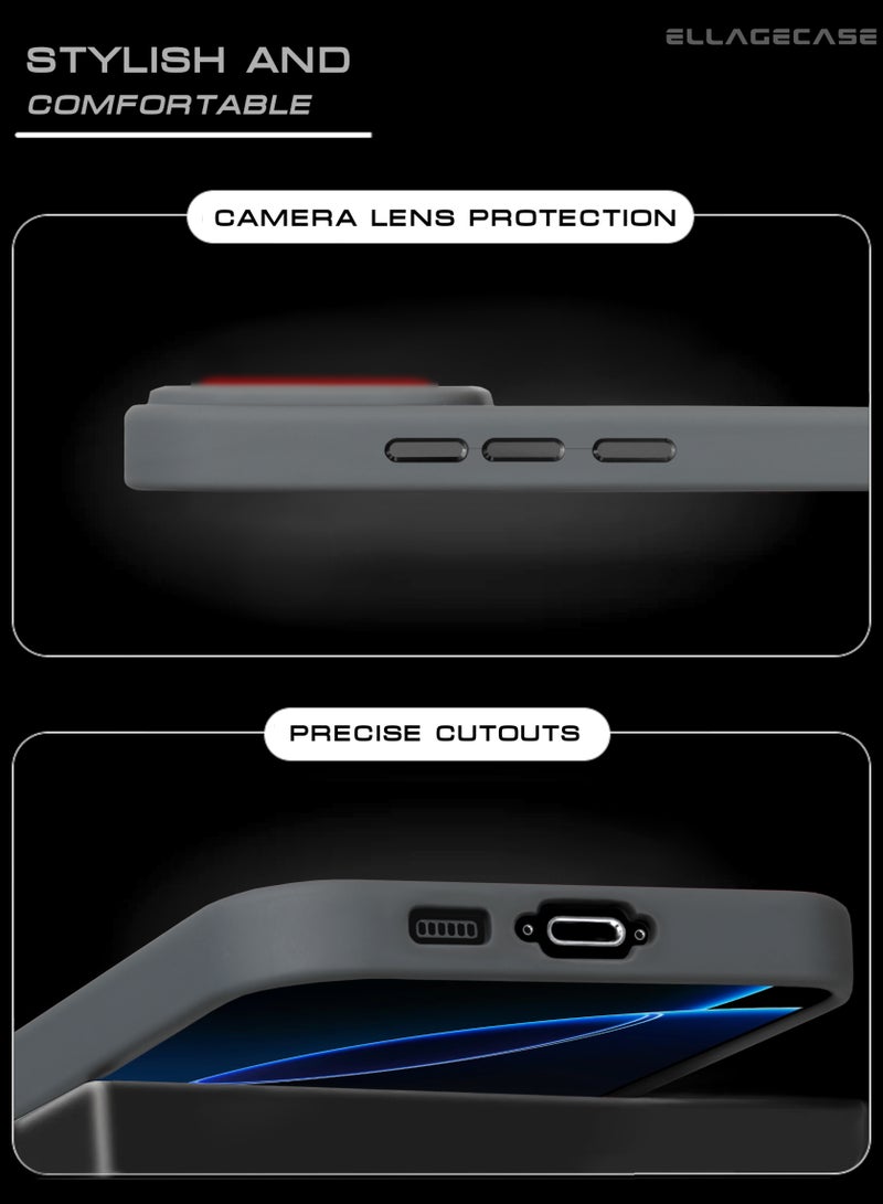 ELLAGECASE حافظة أنيقة باللون الرمادي لهاتف سامسونج جالاكسي S23 بلس، حماية كاميرا قوية، مضادة للصدمات، حماية معززة، متوافقة مع شحن MagSafe والشحن اللاسلكي - Image 4