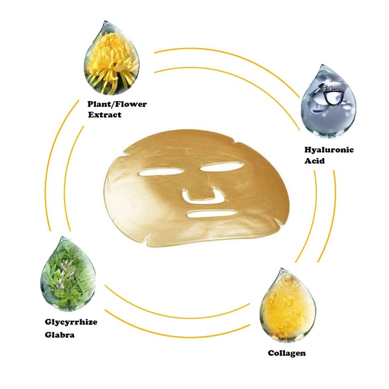 Calyrex 5Pcs x New Crystal 24K Gold Powder Gel Collagen Face Mask Masks Sheet Patch Anti Ageing Aging Skincare - Image 3